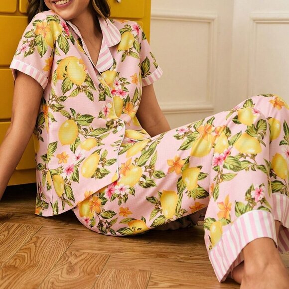 Multicolor Casual Women's Minimalist Sleepwear Pajama Set - Picture 4 of 6